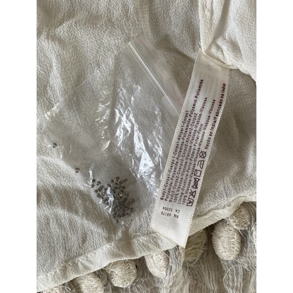 Free People “Twilight” Beaded Mini Dress L Plunge V-Neck Racerback Night Out - Picture 11 of 14